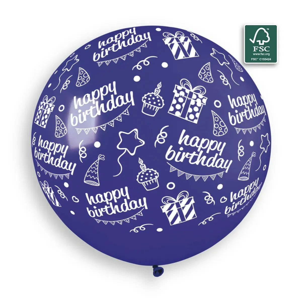 046   Navy Blue  Happy Birthday  Print  31in 1 Solid Color