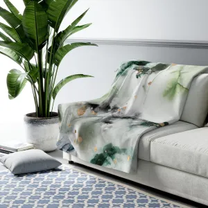 Abstract Comfy Blanket | White Green Splashes