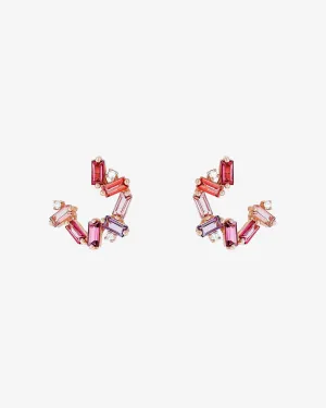 Amalfi Burst Red Mix Sideways Mini Hoops