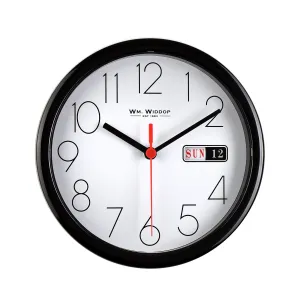 Black Day and Date Wall Clock (21.5cm)