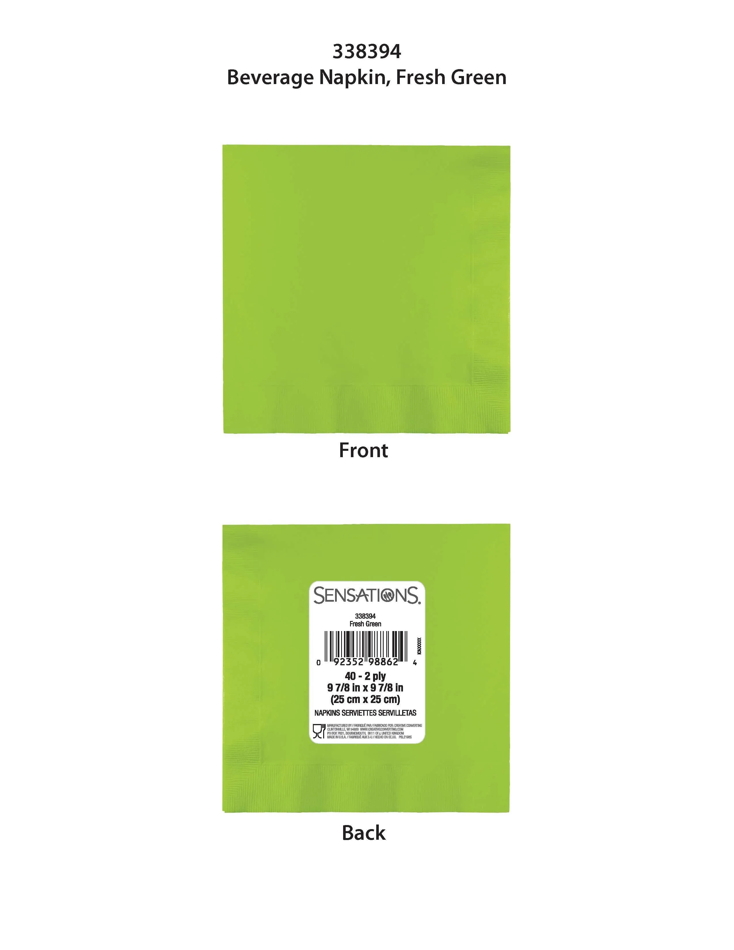 Bulk Fresh Green 2ply Beverage Napkin (480 per Case)