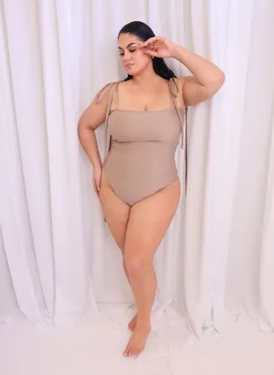 Capri Tie Strap Swimsuit - Taupe