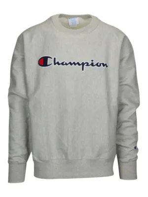 Champion Men's Heather Gray Fleece Lined Reverse Weave Crew Sweatshirt