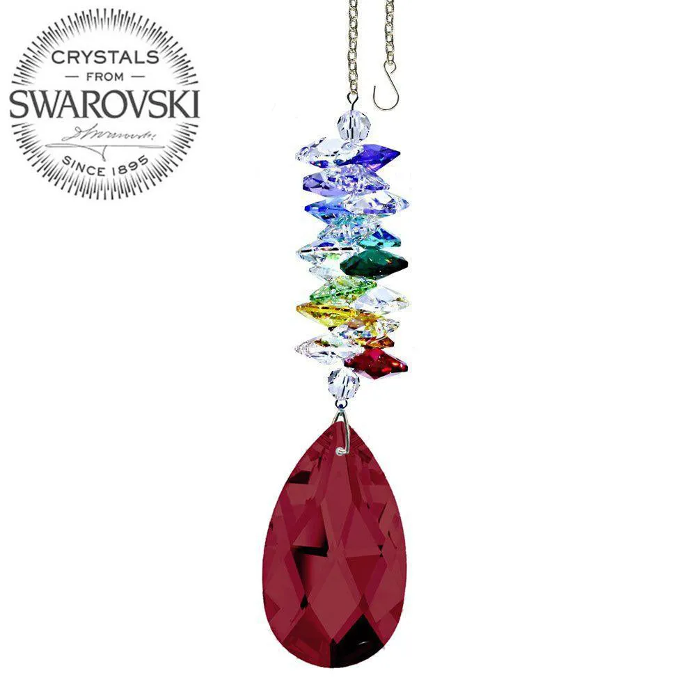 Crystal Ornament Bordeaux Crystal Almond Prism Colorful Swarovski Crystals 5-inch