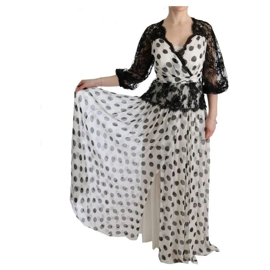 Dolce & Gabbana Elegant Polka Dotted Full Length Gown