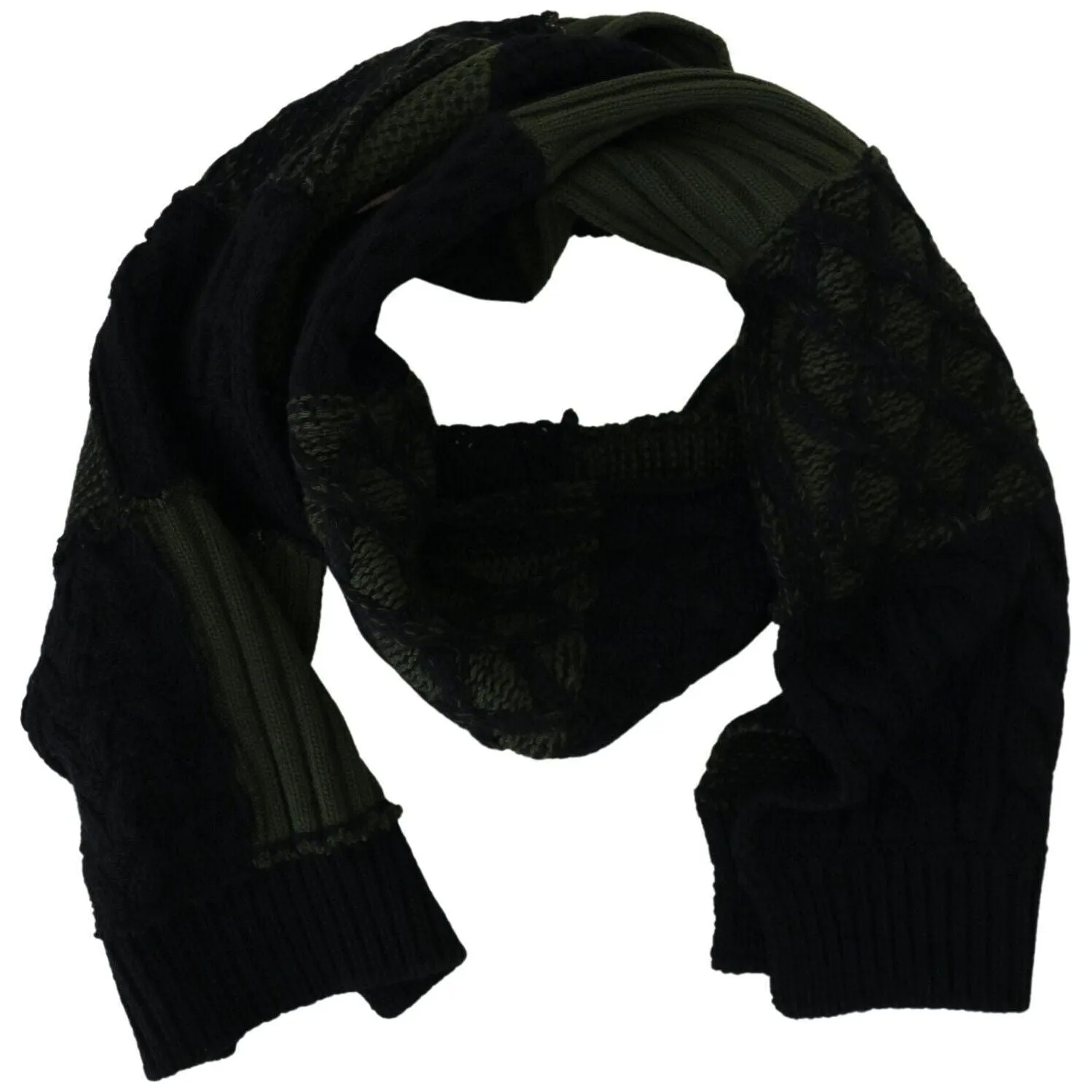 Dolce & Gabbana Elegant Wool Scarf in Black & Green