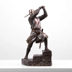 Fighting Templar Knight Statue (Cold Cast Bronze Sculpture)