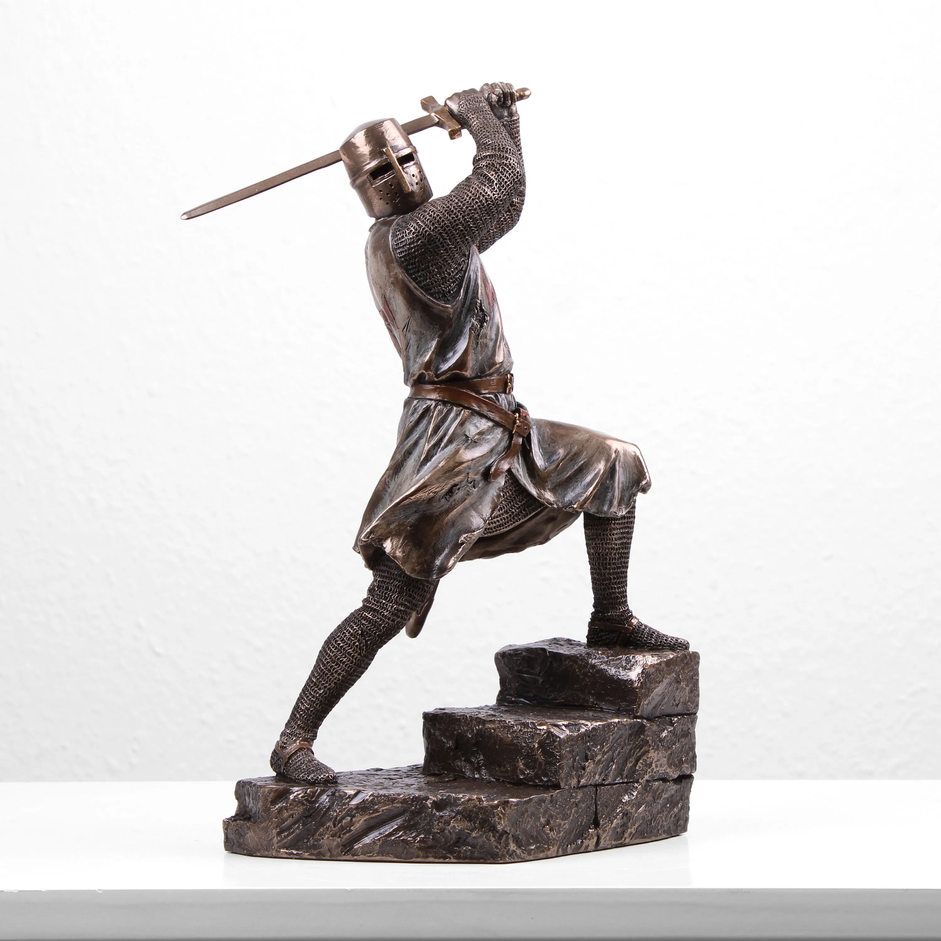 Fighting Templar Knight Statue (Cold Cast Bronze Sculpture)