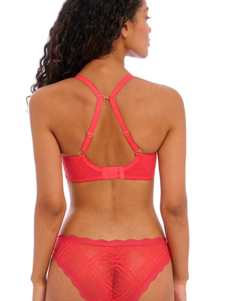 Freya Fatale Molded Bra Underwire Plunge Bra in Chilli Red | Red Molded Plunge T-Shirt Bra Bras