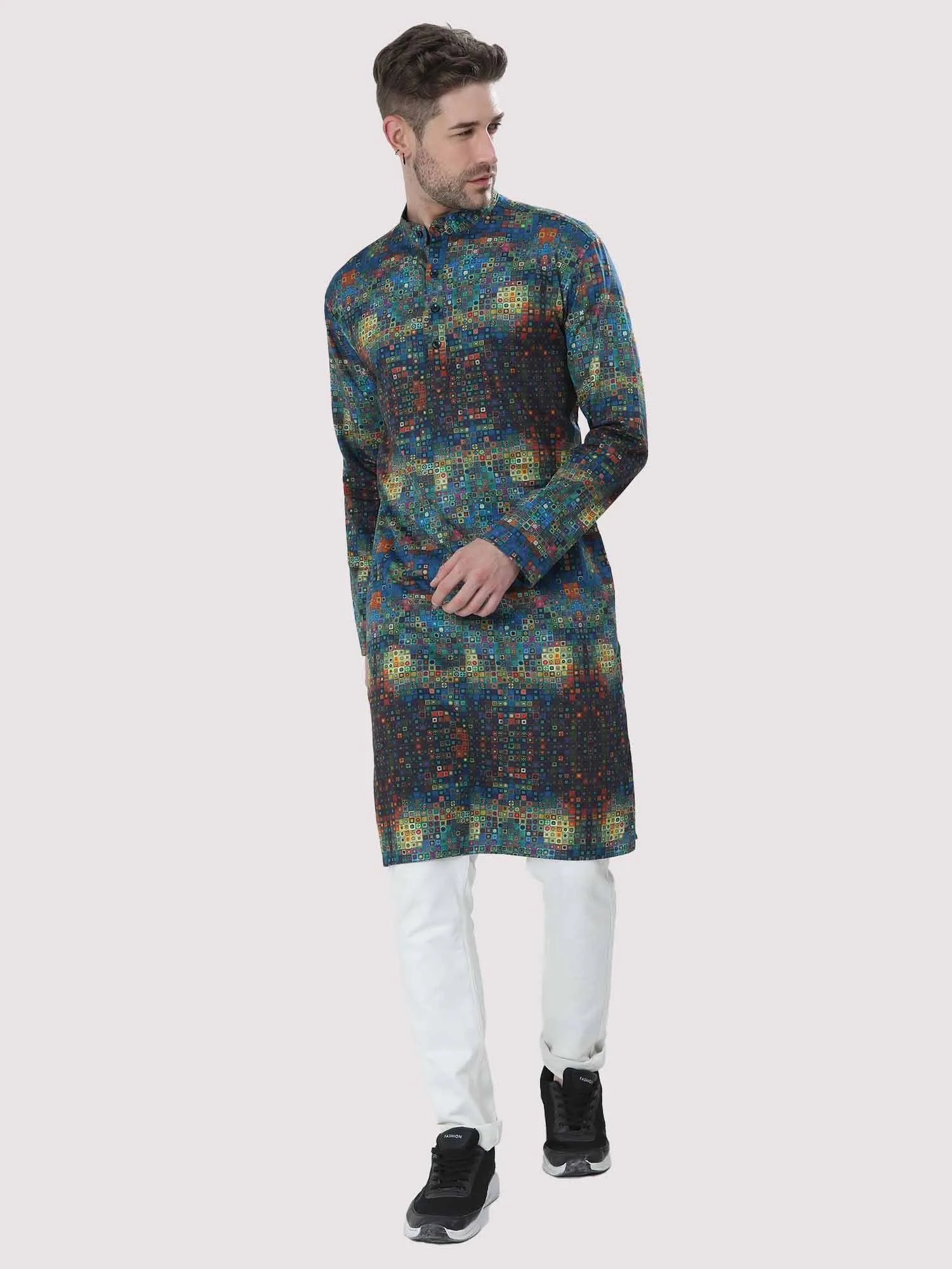 Ikat Printed Kurta Men's Plus Size