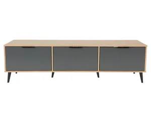 Light Wood TV Bench with Storage, TVs up to 85"