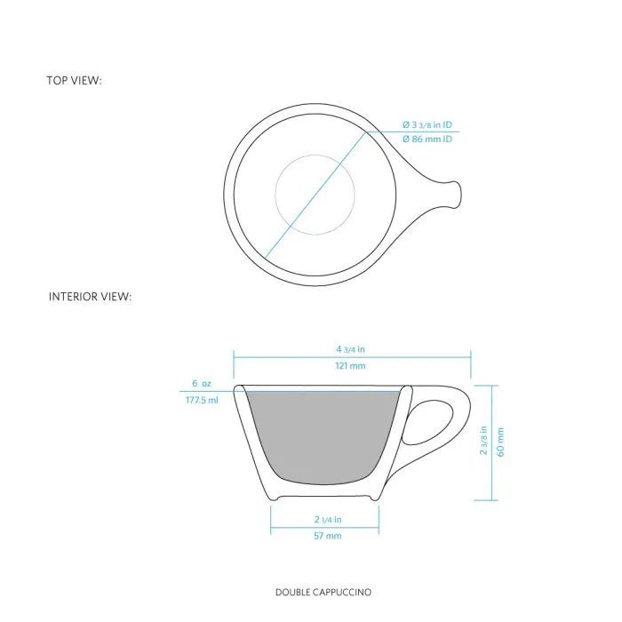 Lino Double Cappuccino Cup & Saucer - White (6oz/177ml)