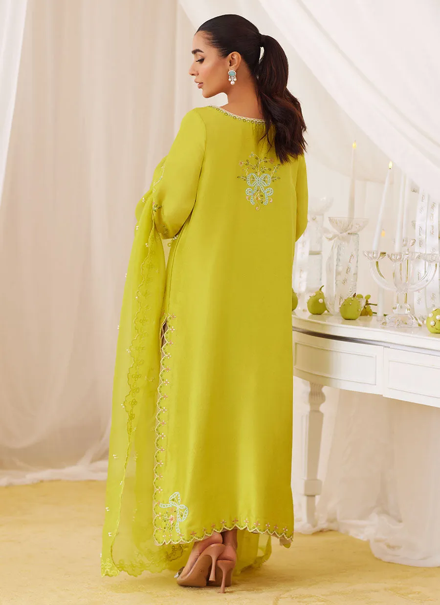 Marija Kiwi Green Embroidered Shirt And Dupatta