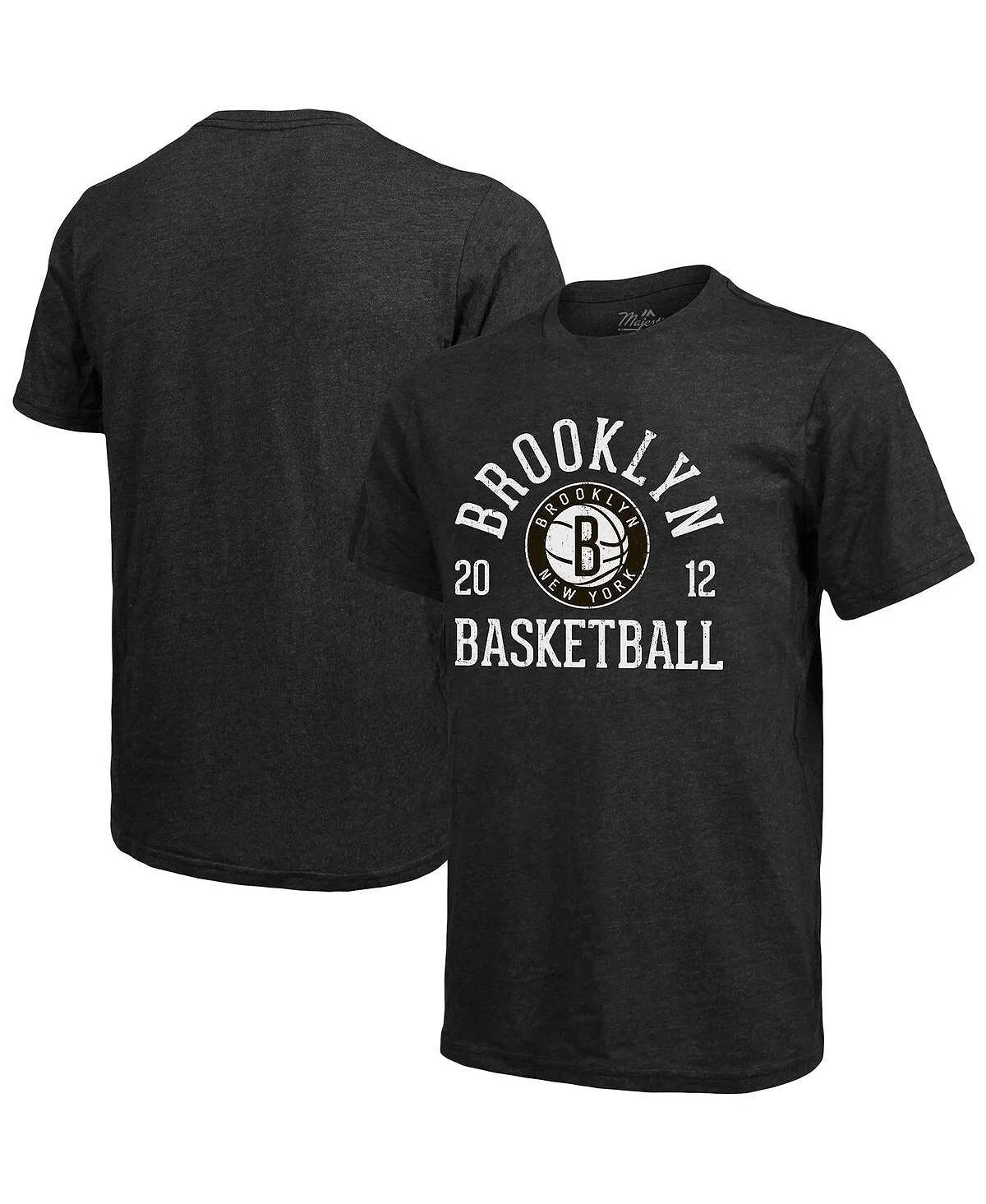 Men's Brooklyn Nets Ball Hog Tri-blend Tri-blend T-Shirt Black Majestic multi