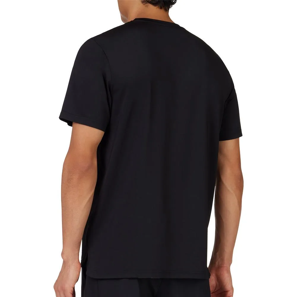 Men's Short Sleeve Tennis Crew Black and Cyber Lime