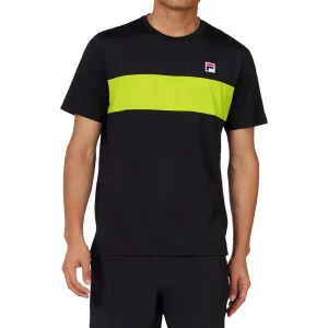 Men's Short Sleeve Tennis Crew Black and Cyber Lime