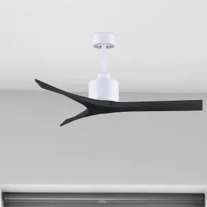 Mollywood 52 Inch White and Black Damp Rated Ceiling Fan with Remote