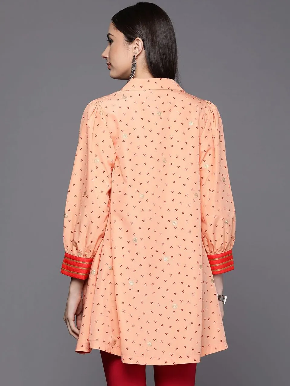 Peach Crepe Printed Tunic