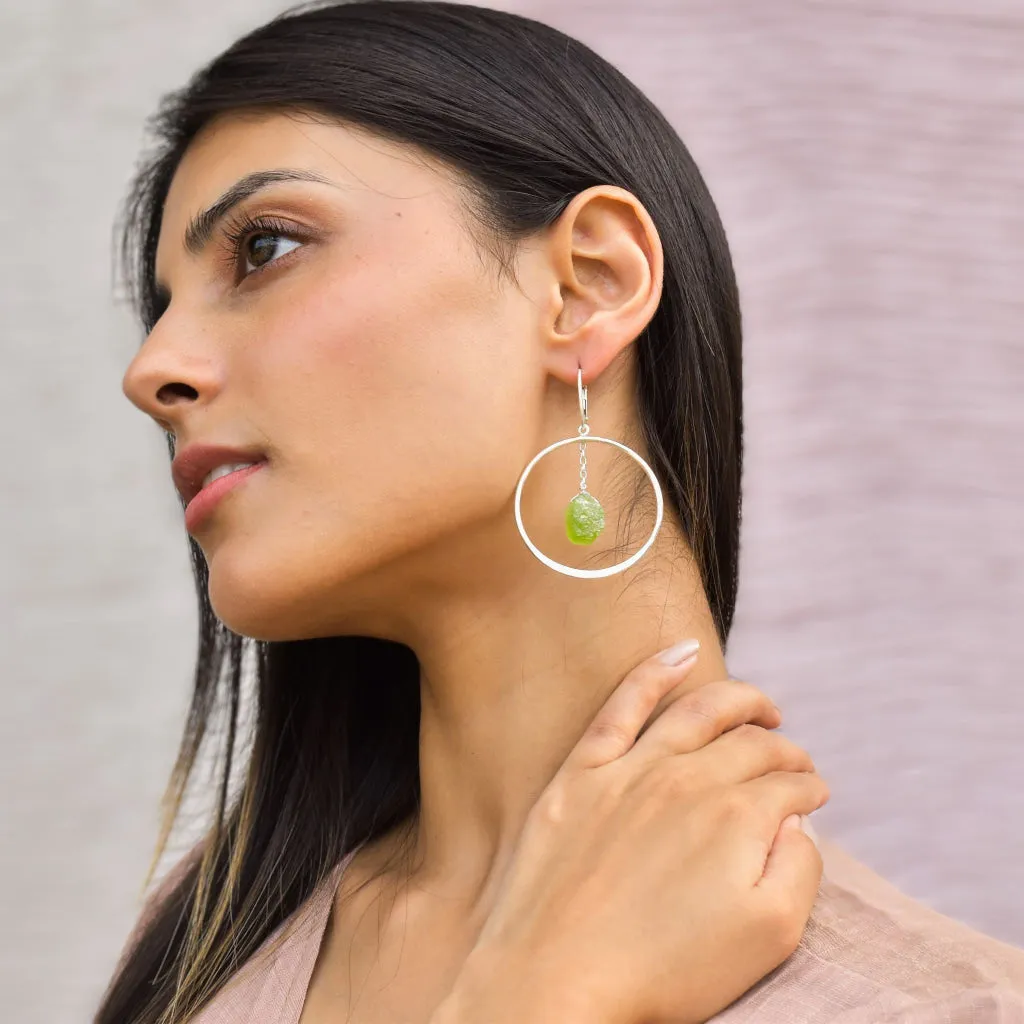 Raw & Ready - Peridot Hoop Earrings