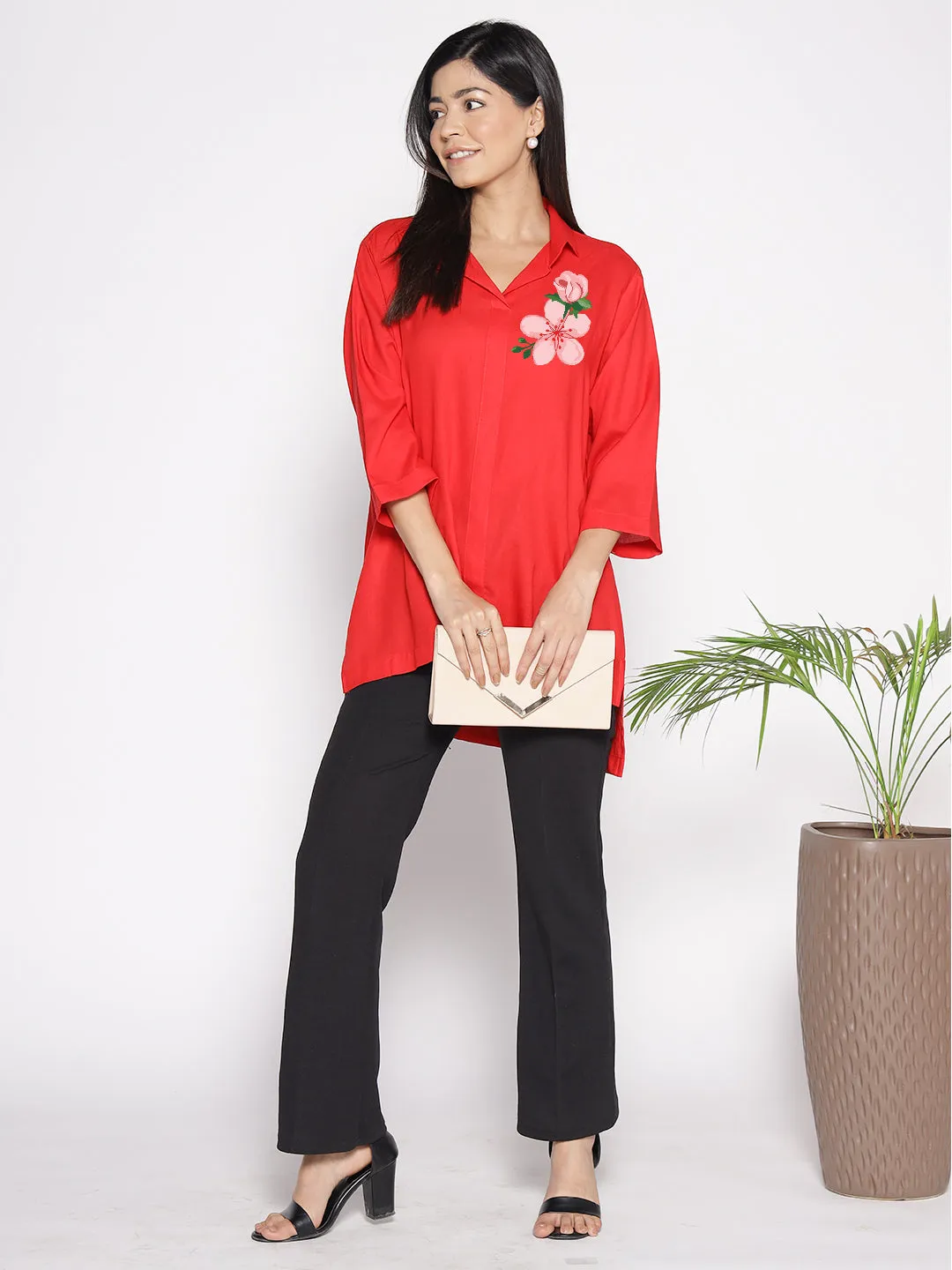 Red Rayon ShirtTop - Giesta