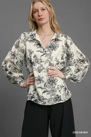 SHEER LUREX FRONT POCKET COLLAR TOP