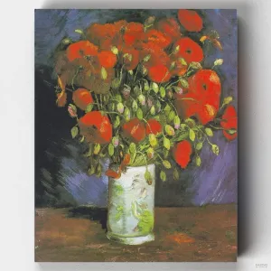 Vase with Red Poppies - Paint by Numbers