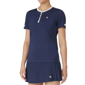 Womens Heritage Short Sleeve Tennis Top Fila Navy