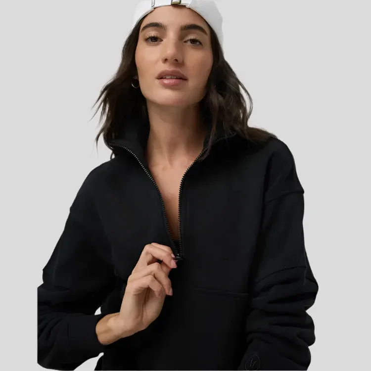 Womens Sedona Rib Half Zip - Black