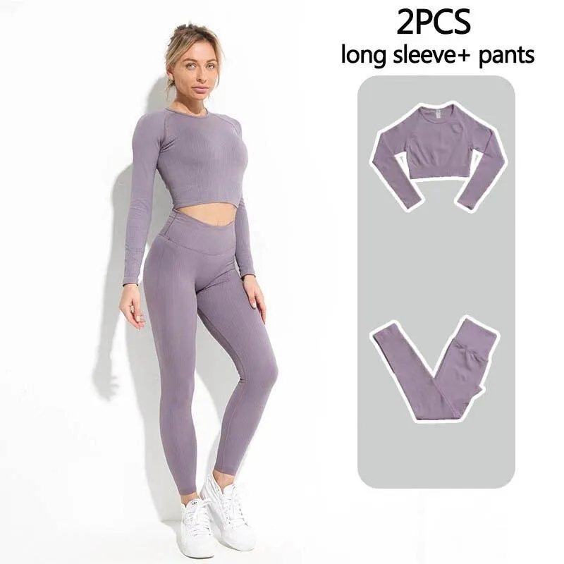 Yoga Set Fitness Clothing Tops And Leggings Sports Suits For Women