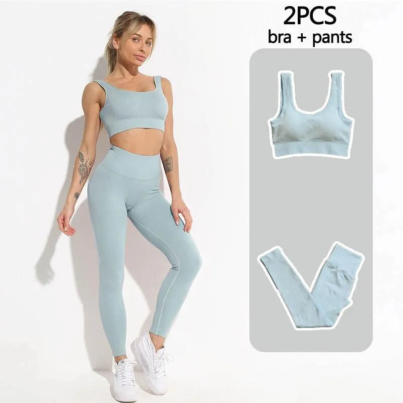 Yoga Set Fitness Clothing Tops And Leggings Sports Suits For Women