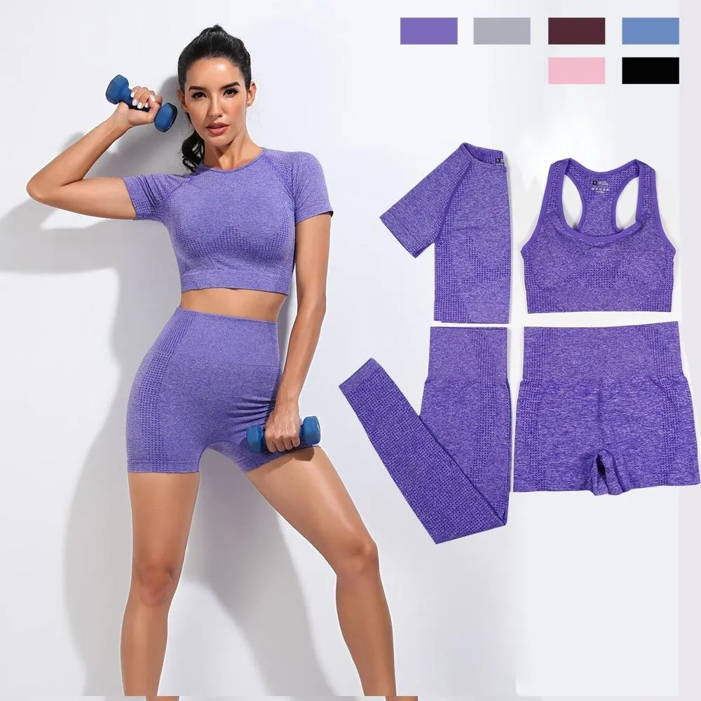 Yoga Set Workout Shirts Sport Pants Bra Gym Clothing Short For Women